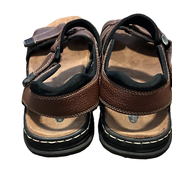NEW! DR. SCHOLL'S Men's Brown Leather Memory Foam Comfort Sandal-12 - Picture 6 of 14